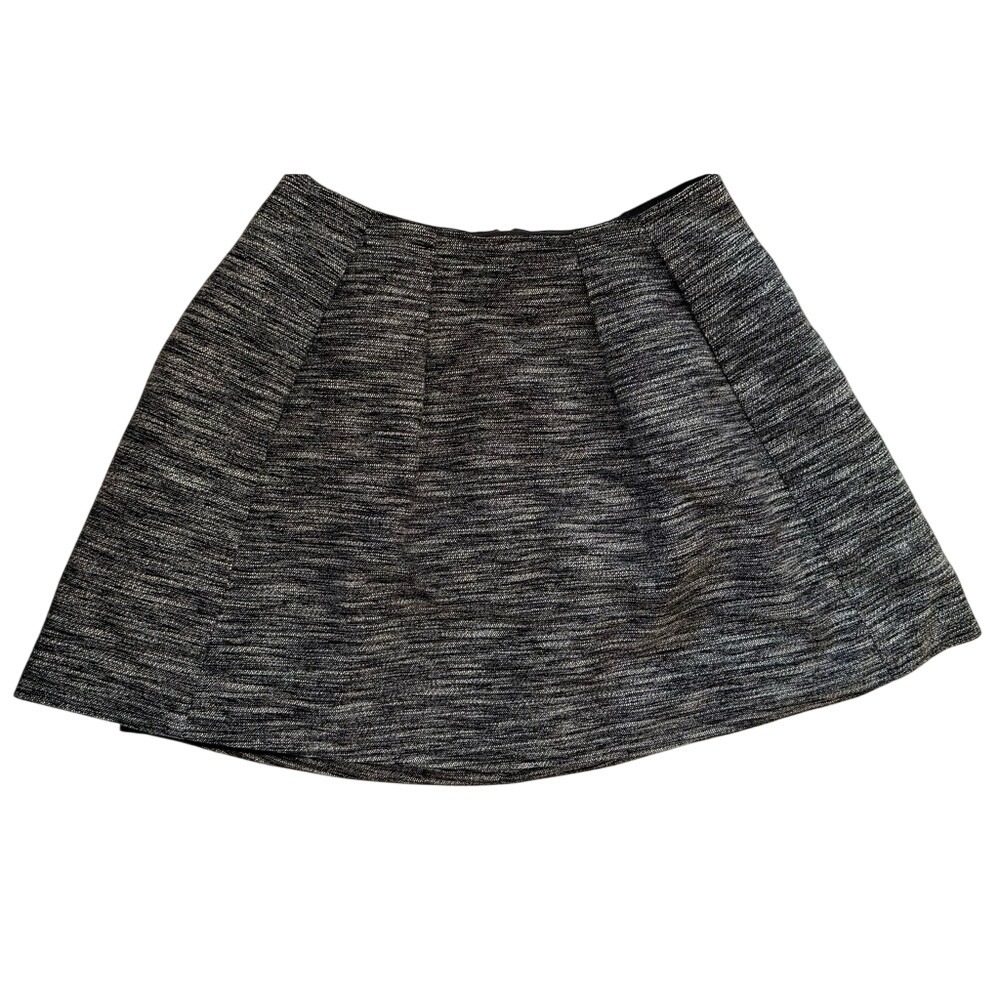 Madewell Textured Tweed Mini Skirt Black White Space Dye A-Line Size 0